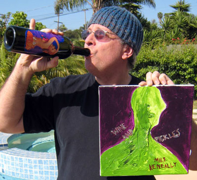 Mike posing with his original Wine And Pickles cover painting