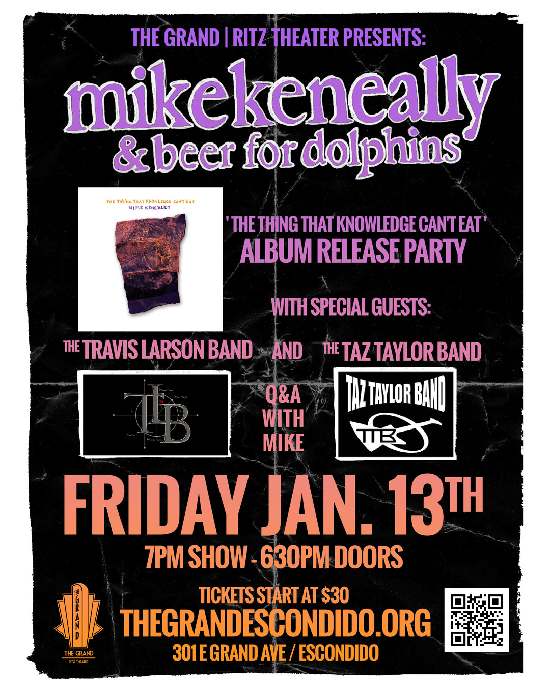 Friday Jan. 13th: the official Album Release Party gig for The Thing That Knowledge Can’t Eat